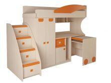 Детская № 4.4.2 Л + выкатной стол + тумба с 4 ящиками (оранжевый)