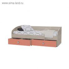 Кровать с двумя ящиками (СИТИ) Дуб сонома/Коралл