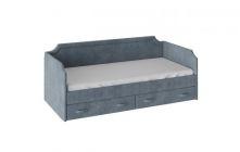Кровать с мягкой обивкой и ящиками «Кантри» Тип 1 (900) (Замша синяя)