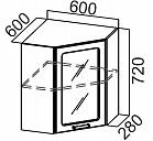 Шкаф навесной 600 (угловой со стеклом)Ш600ус