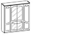 Шкаф 4-х дверный для платья и белья с 2-мя зеркалами и 2-мя ящиками: 1800х2146 (h)х566